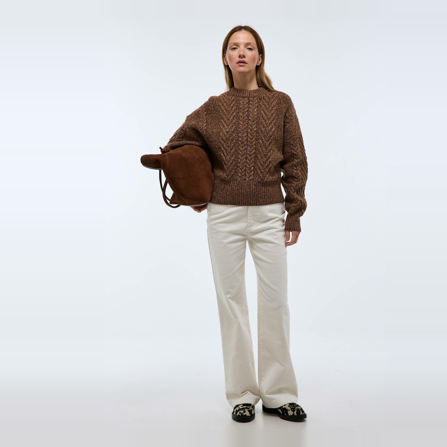Pantalon large en velours en coton BIO GOTS, MONOPRIX
