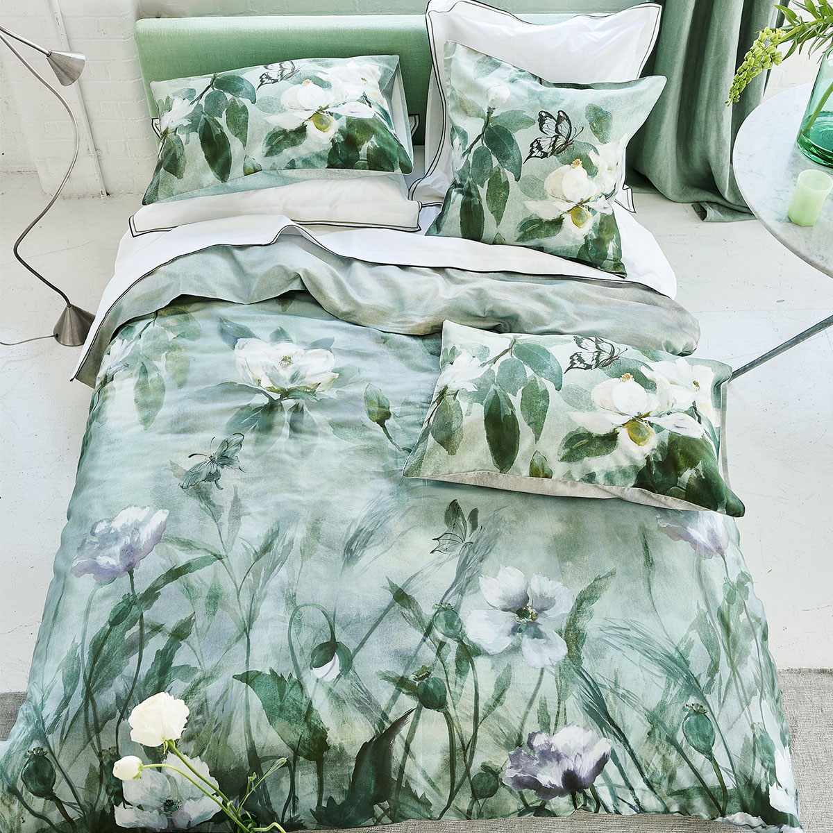 Housse de couette imprimée en satin de coton, KIYOSUMI, DESIGNERS GUILD
