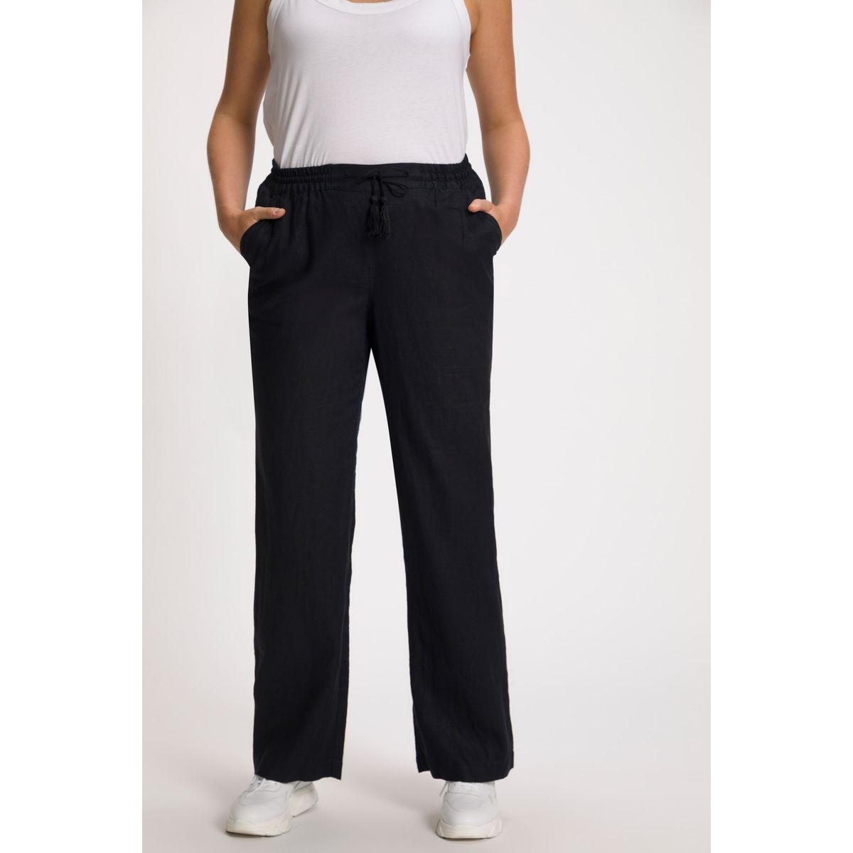 Pantalon noir 2025 lin femme