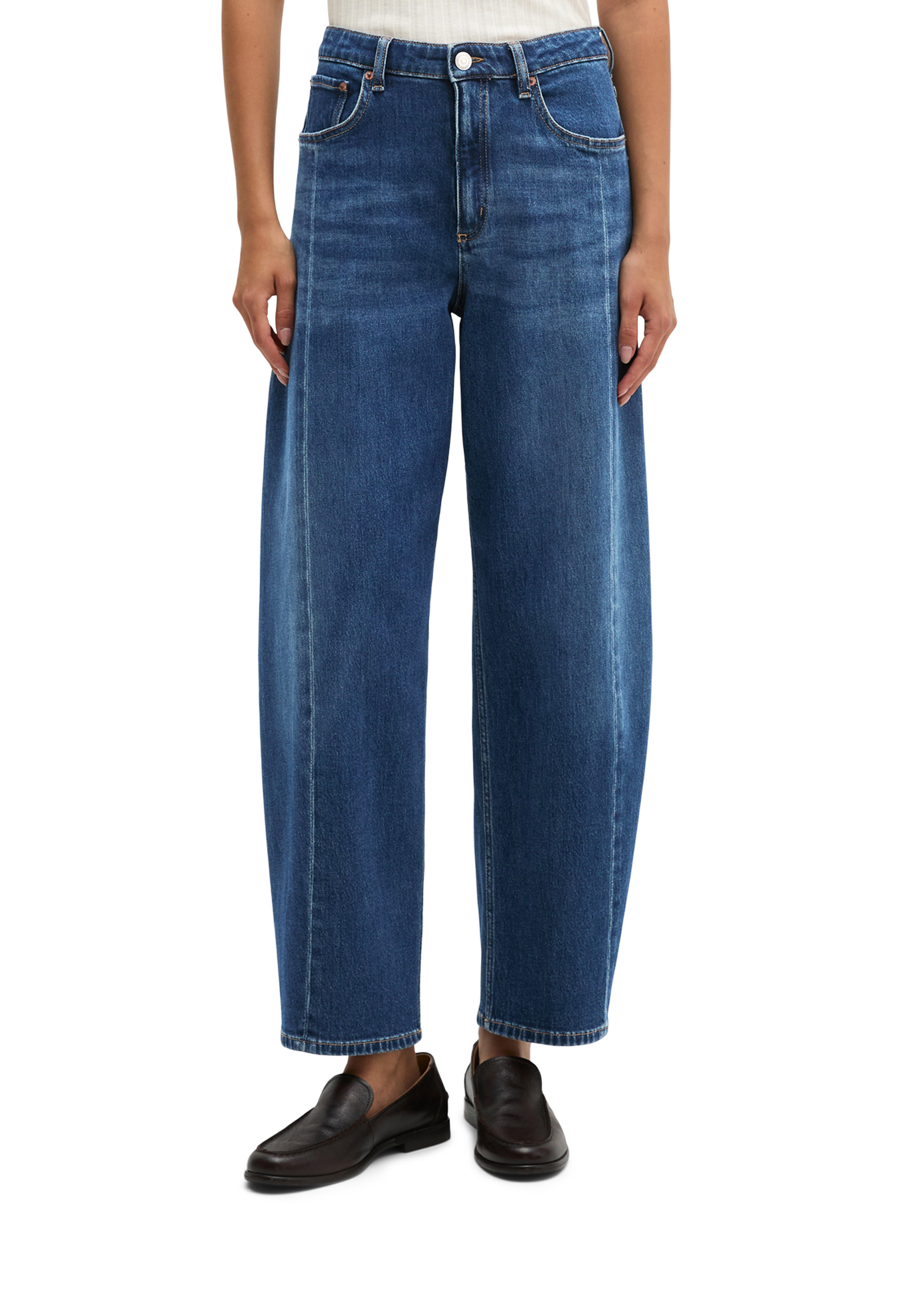 Jeans modèle Lara barrel cropped en coton bio et lyocell stretch, MARC O'POLO