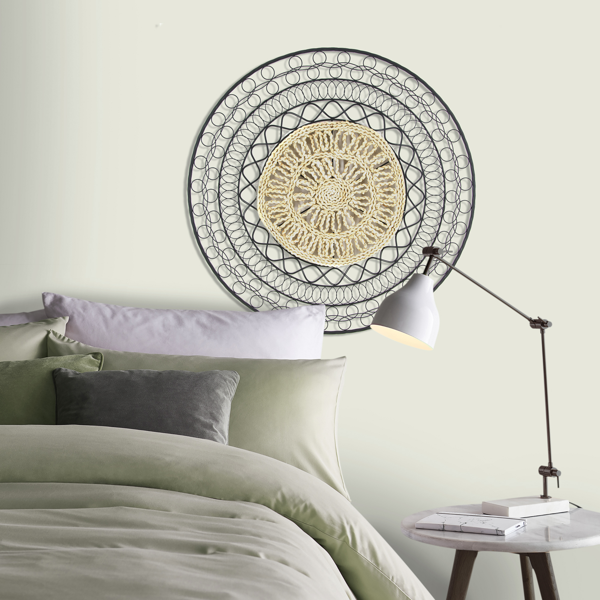 Mandala métal et rotin, ART FOR THE HOME