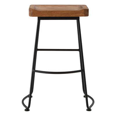 Bar Stool in Weathered Oak Wood and Metal SO'HOME