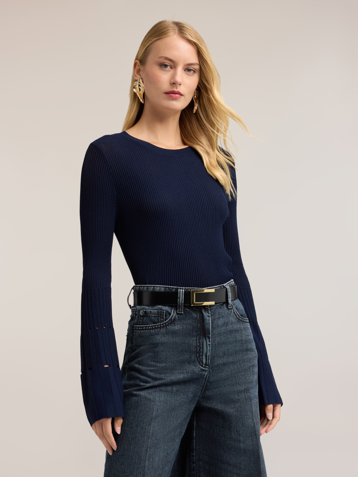 Pull côtelé avec poignet plissé, MOTIVI