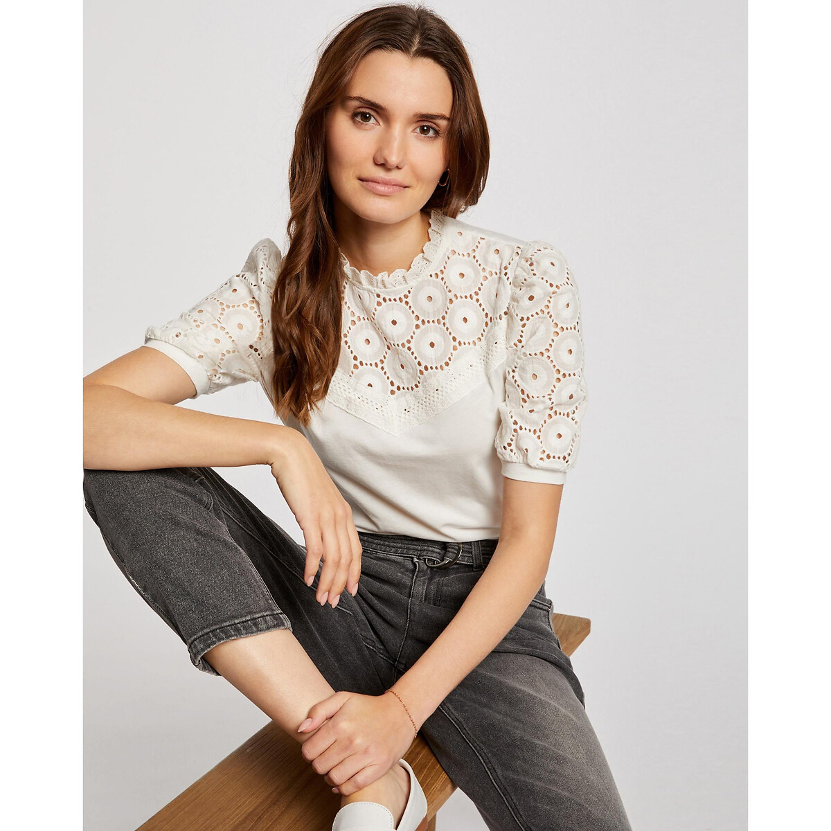 Embroidered Short Sleeve T-Shirt, MORGAN