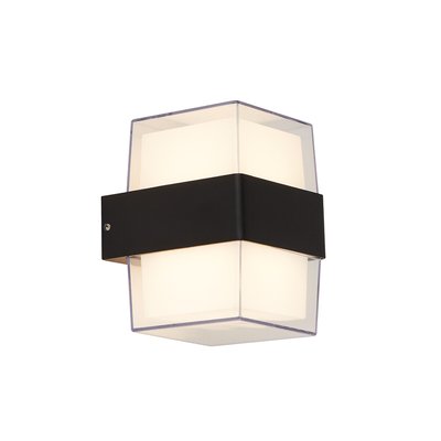Outdoor Clear Glass Cube Up/Down Light Wall Light with Black Metal SO'HOME