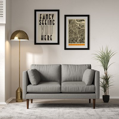 Gabriela Modern Soft Brushed 2 Seater Feather Sofa with Dark Wood Legs SO'HOME