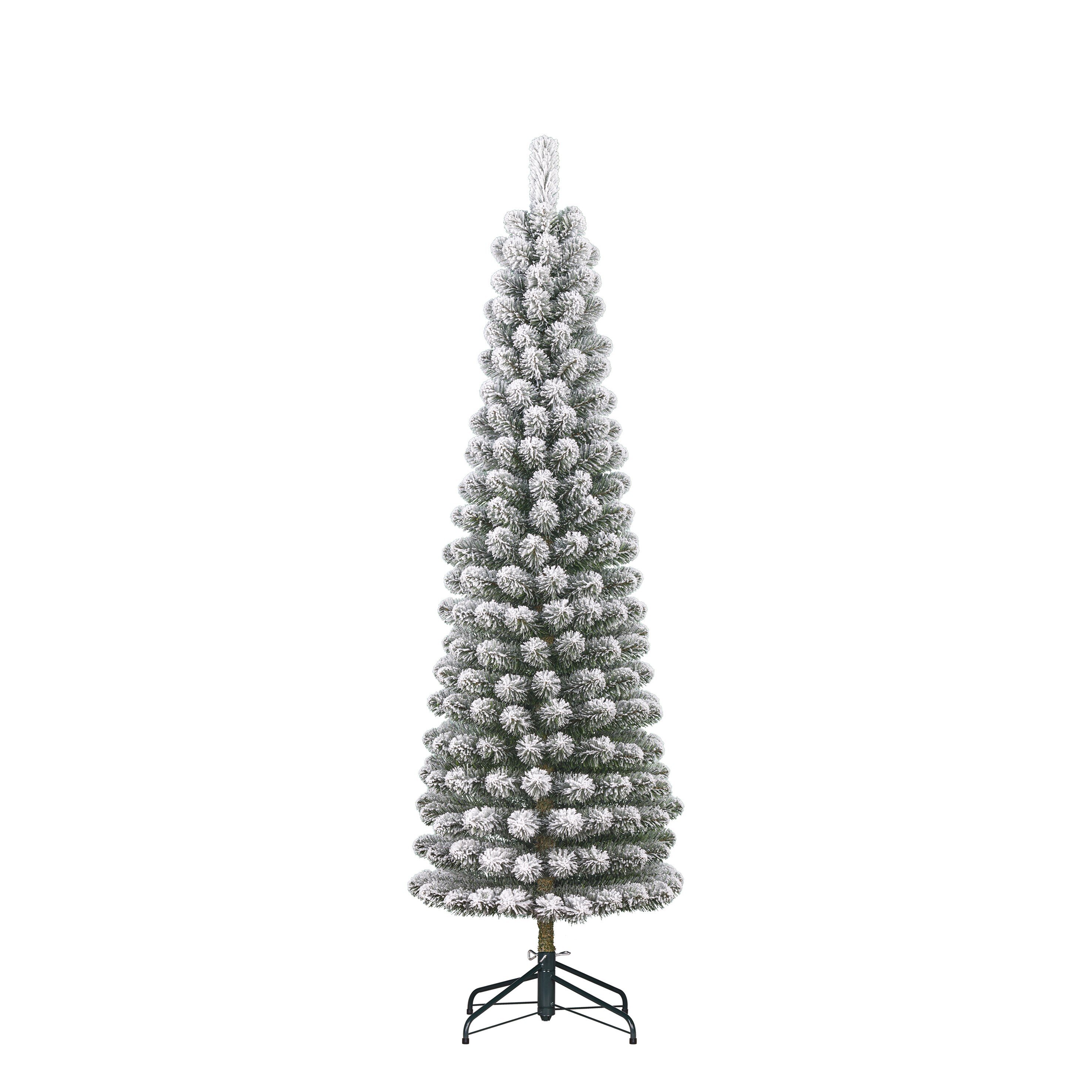 Sapin de Noël artificiel étroit enneigé H215 cm CHARLTON, BLACK BOX TREES