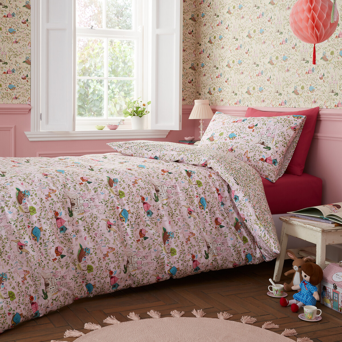 Fairytale Reversible Cotton Duvet Cover and Pillowcase Set, BELLE & BOO