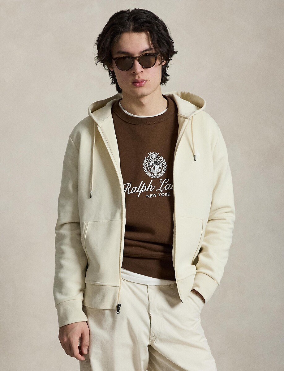 Sweat zippé à capuche, en maille double, POLO RALPH LAUREN