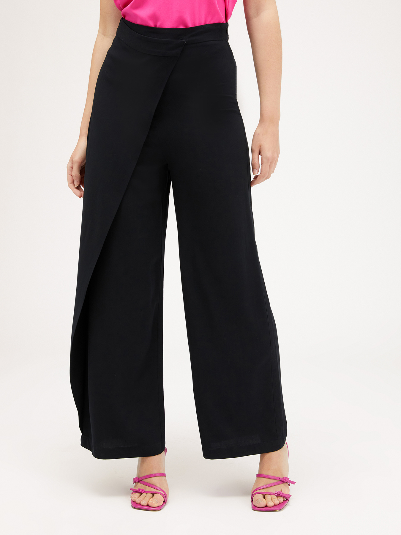 Pantalon Palazzo En Satin Noir main image 1