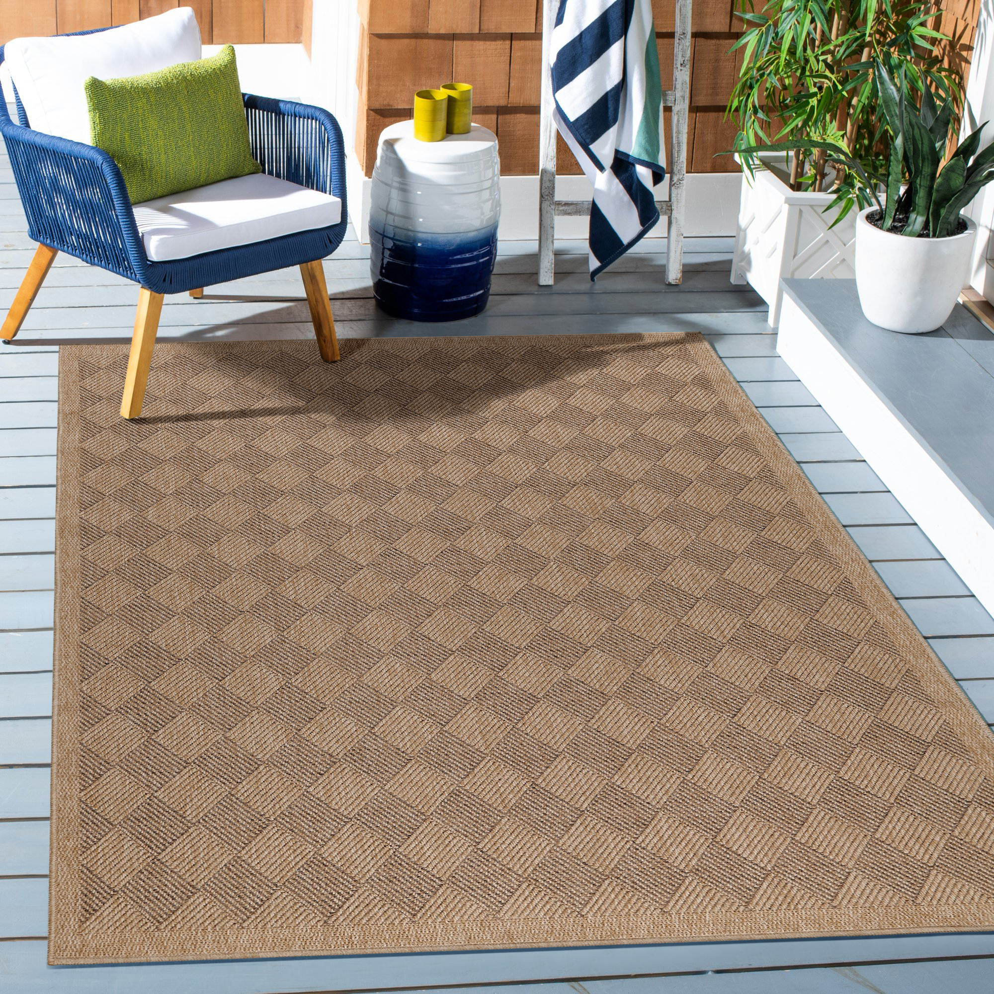 Tapis intérieur extérieur aspect jute chevron DHAKA, NAZAR RUGS