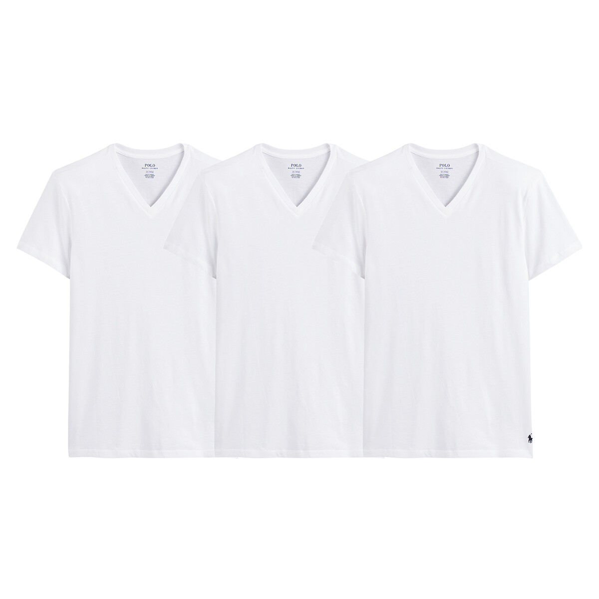 Image of Pack of 3 T-Shirts with V-Neck in Cotton