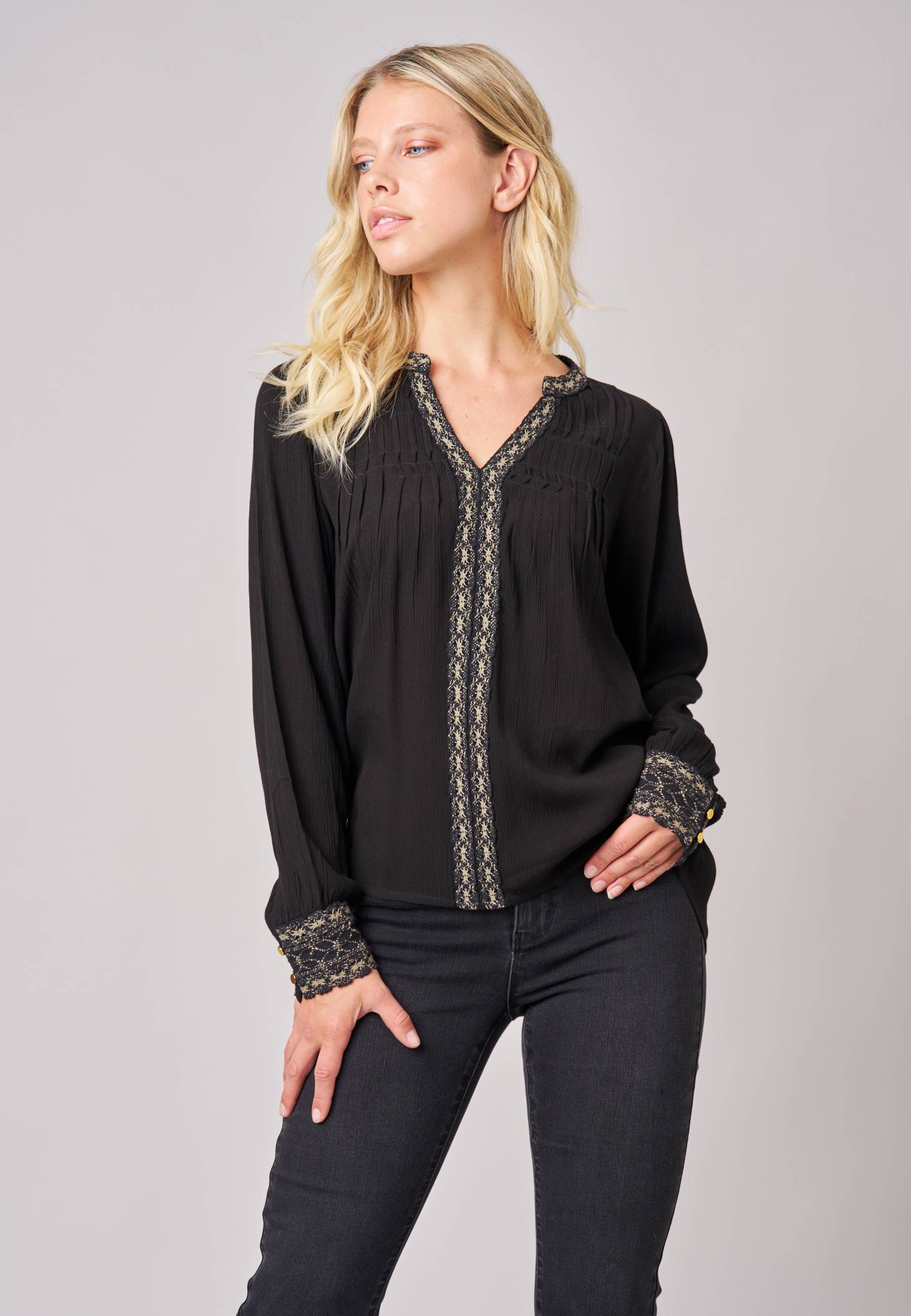 Blouse femme fluide à détails brodés ZITA, DEELUXE