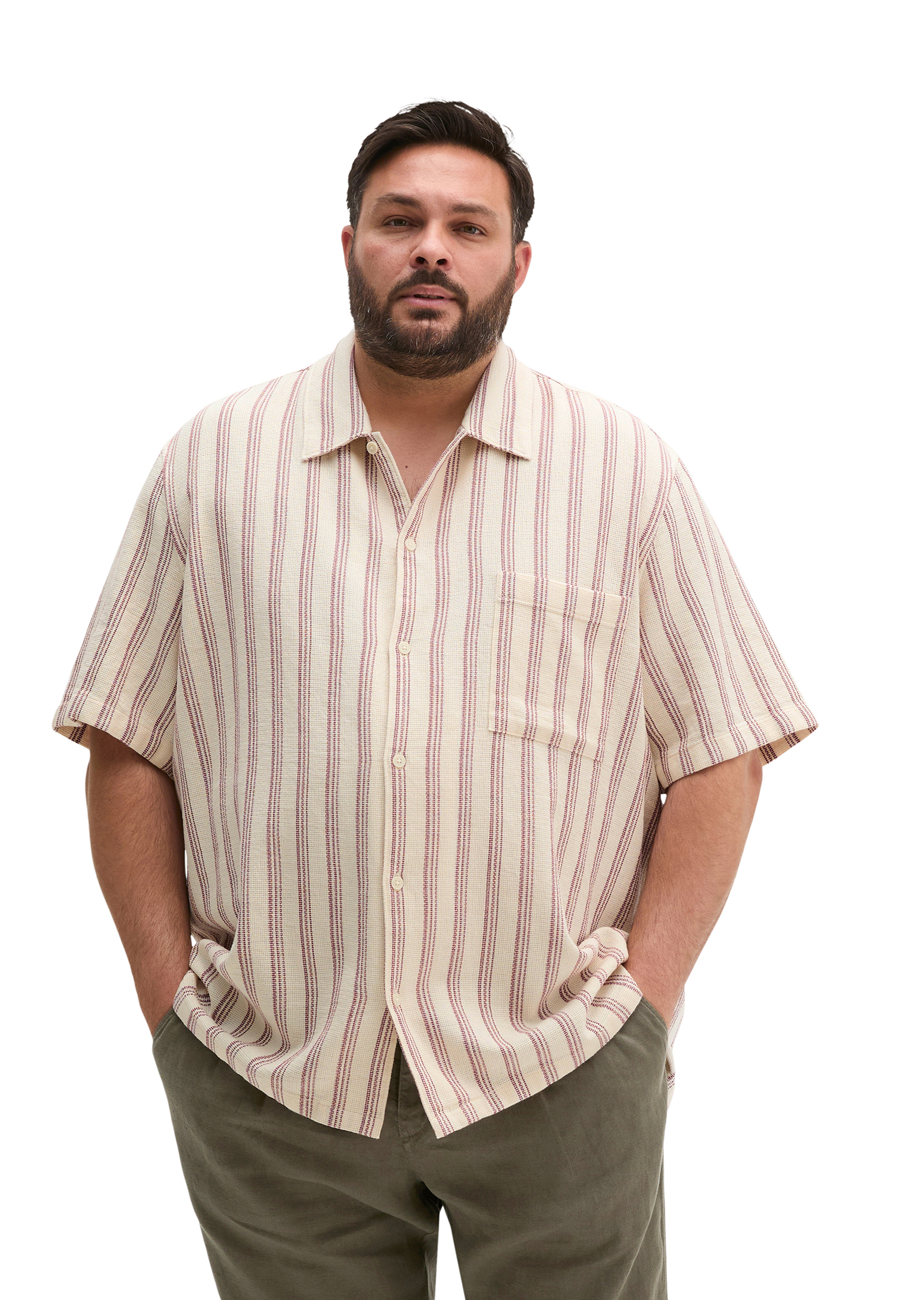 Chemise à manches courtes regular en coton biologique en Leno-Weave, MARC O'POLO