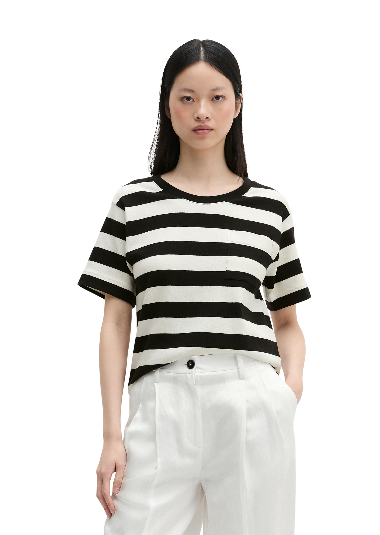 T-shirt rayé loose en single jersey doux, MARC O'POLO