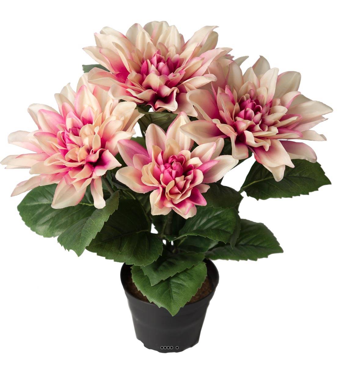 Dalhia commun artificiel en pot, 5 fleurs, ARTIFICIELLES