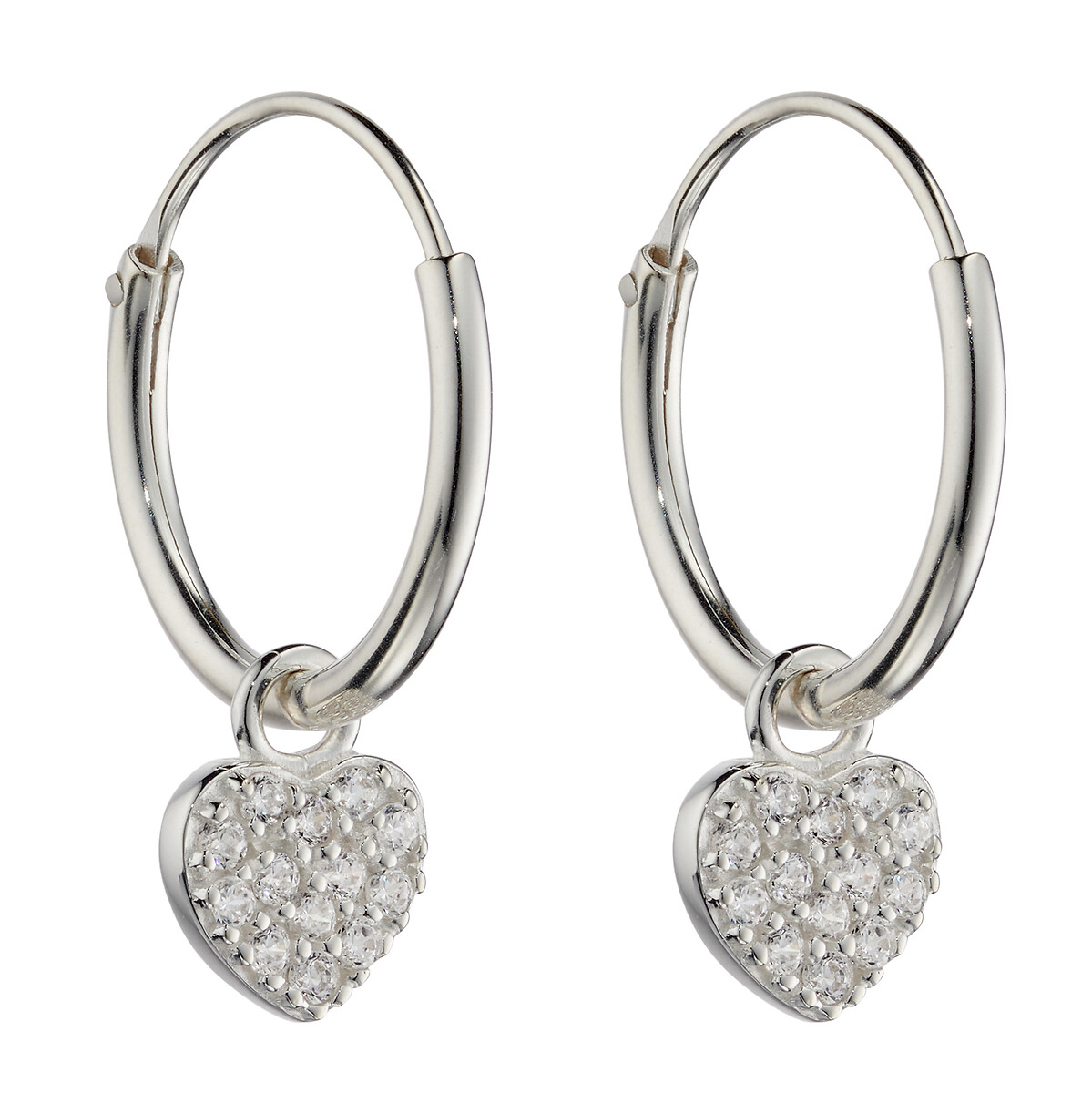 Sterling silver heart shaped clearance hoop earrings