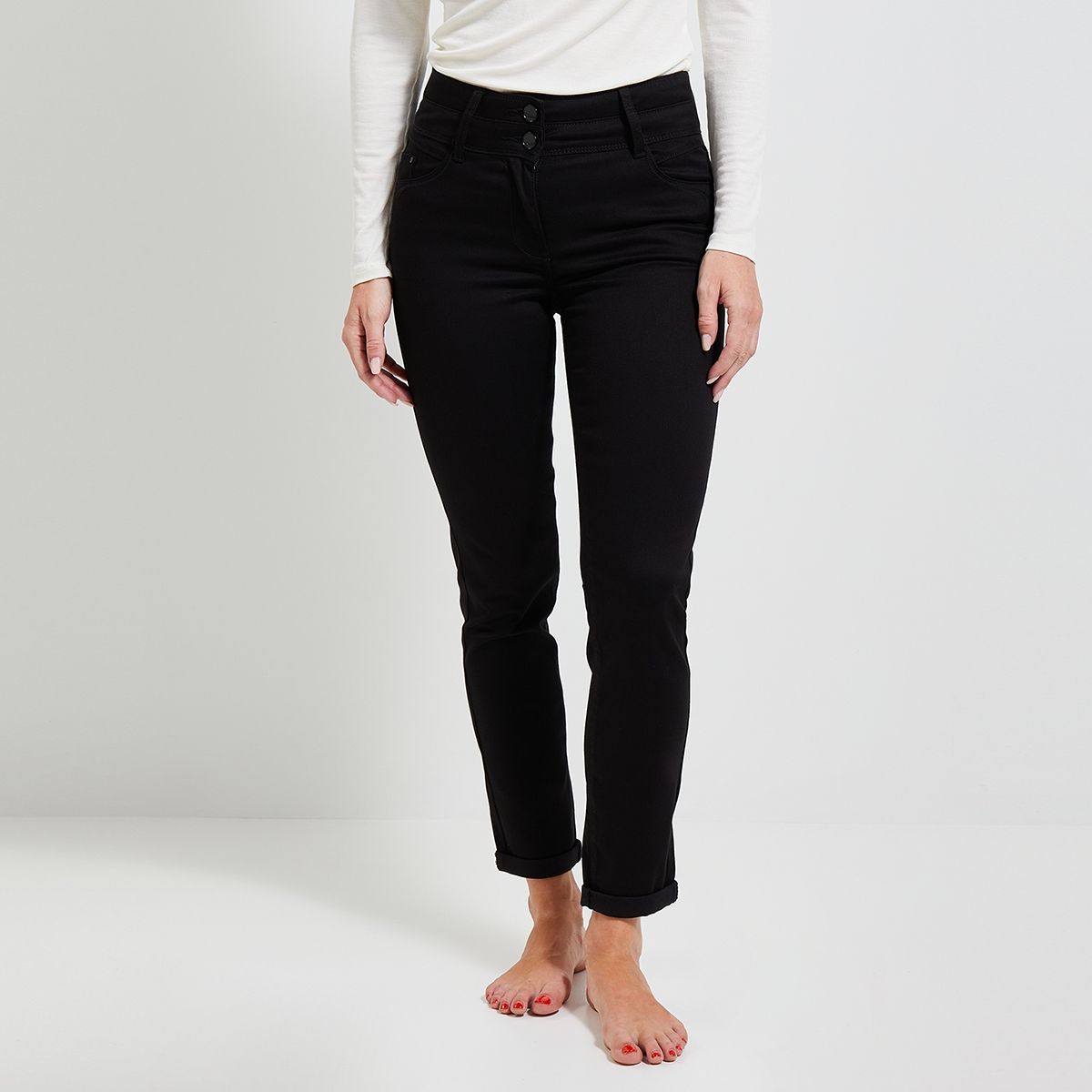 Pantacourt jean noir discount femme