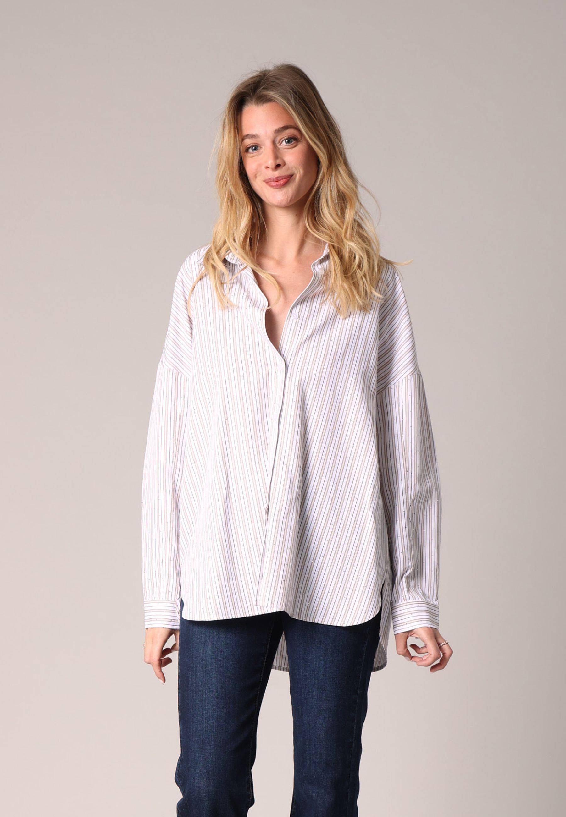 Chemise ample rayée avec strass OWANY, DEELUXE