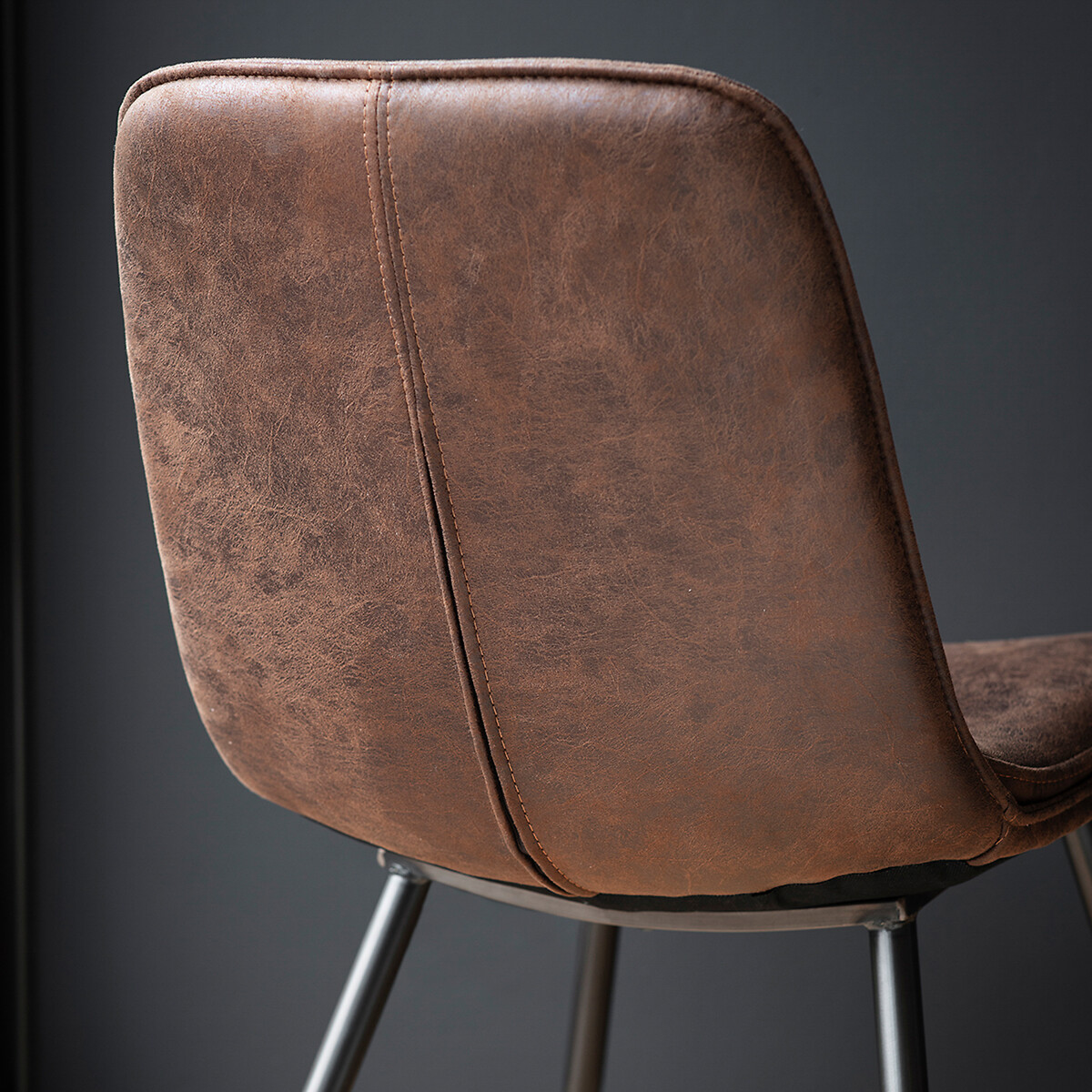 Brown faux leather on sale dining chairs