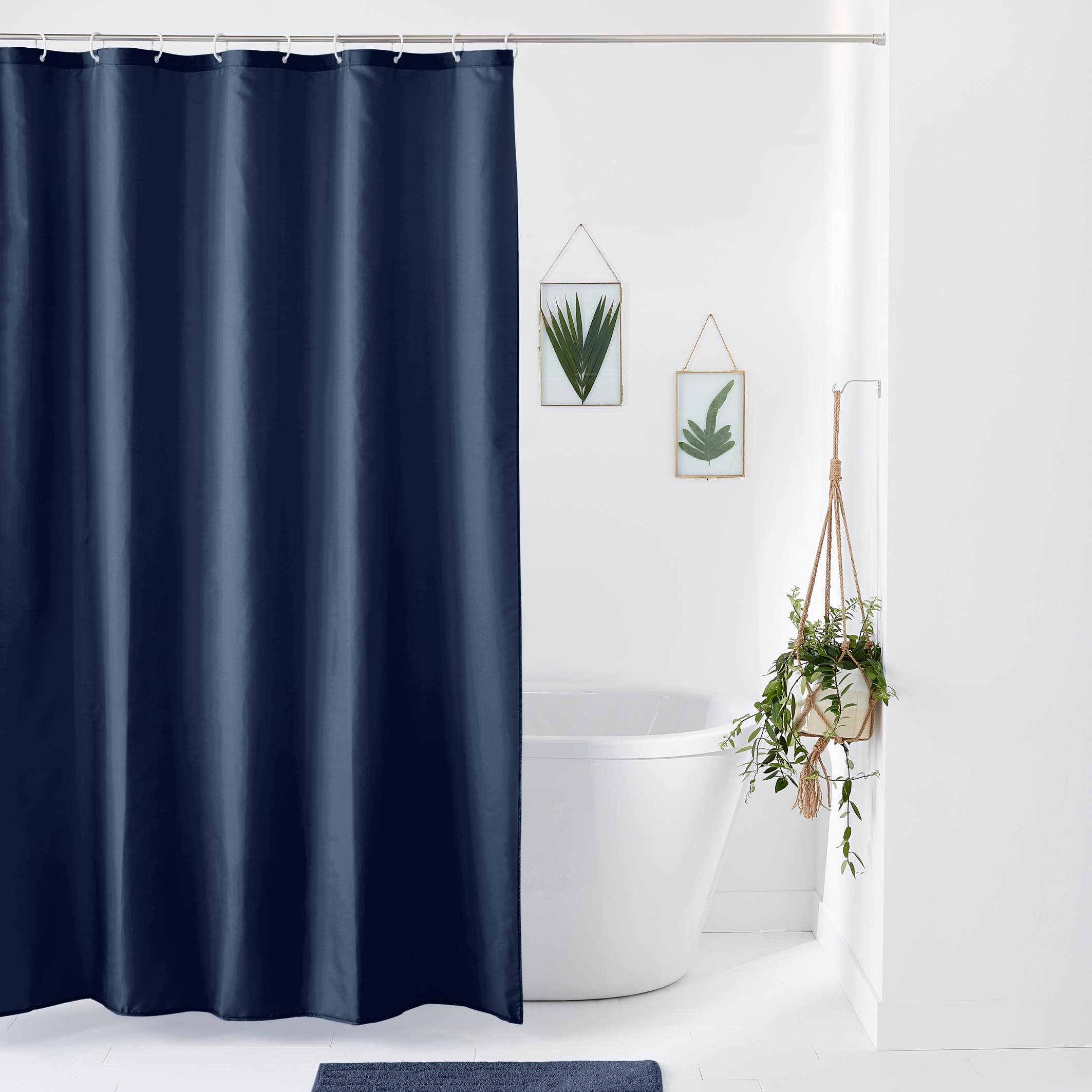 Blue by Other Colour 180cm x 180cm Plain Polyester Shower Curtain Size 