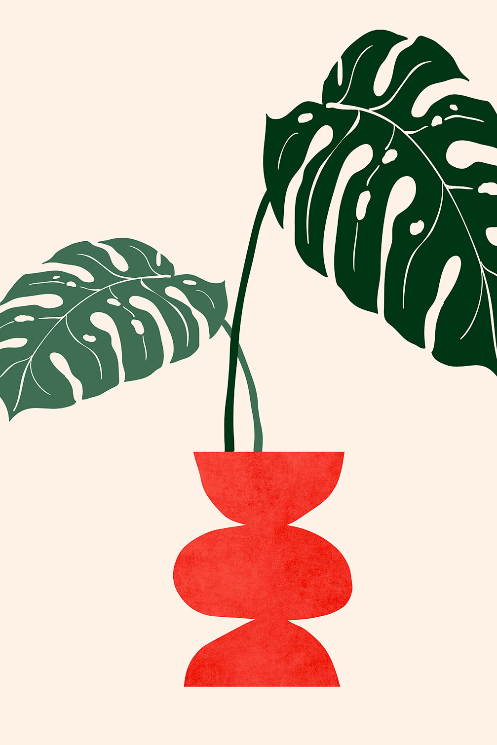 Tableau fleurs Deco vase Monstera, HEXOA