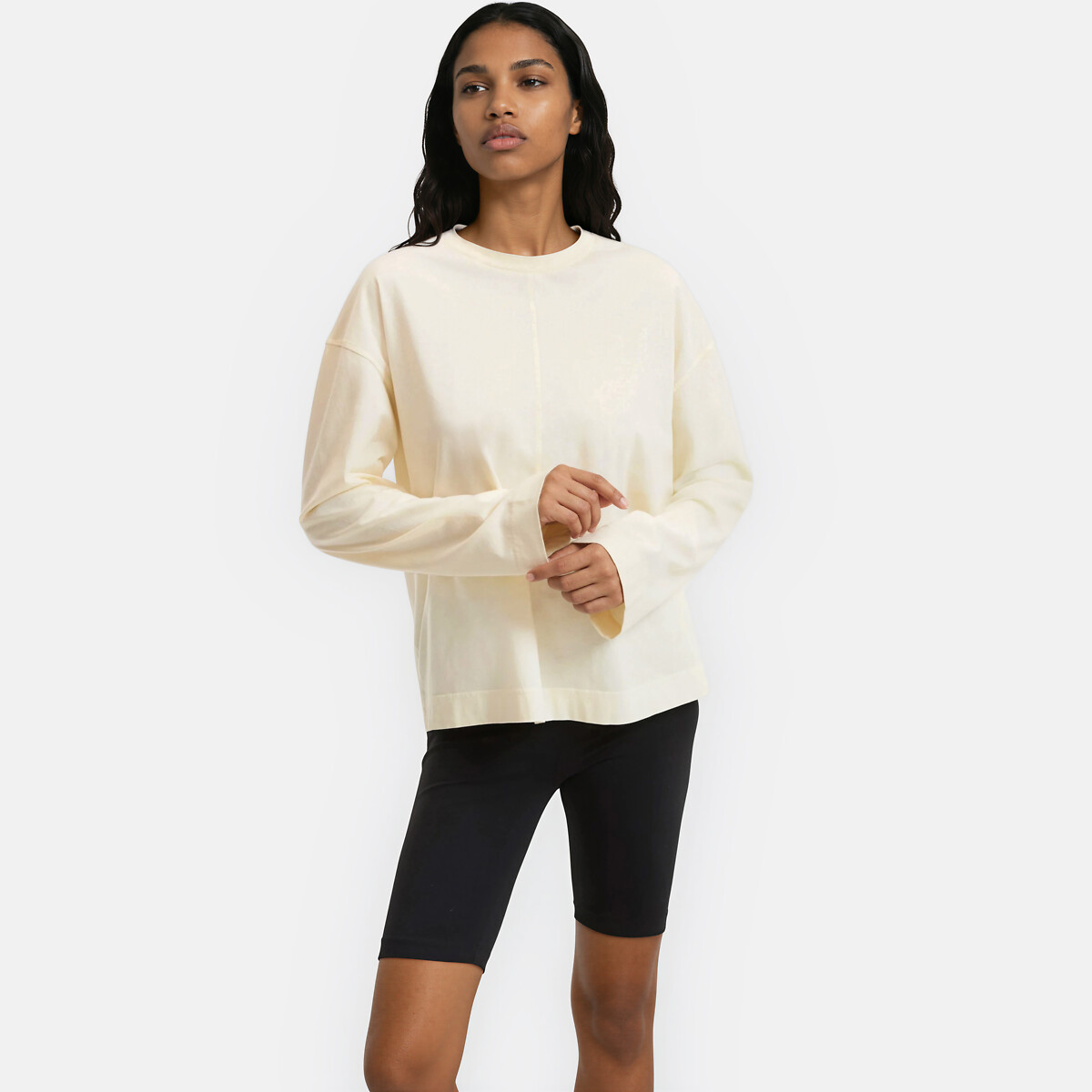 T-shirt oversize, col rond, manches longues, LA REDOUTE COLLECTIONS
