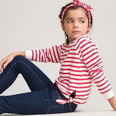 Striped Cotton Mix Sweatshirt with Crew Neck, 3-14 Years LA REDOUTE COLLECTIONS