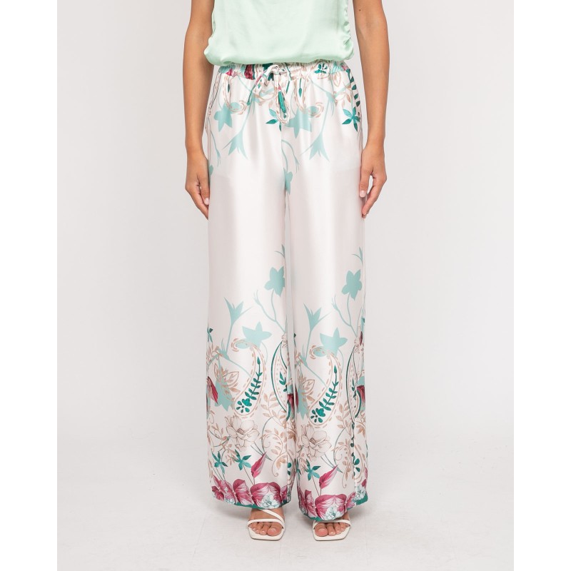 Pantalon Effet Satin Motifs Ezra, DONA LISA