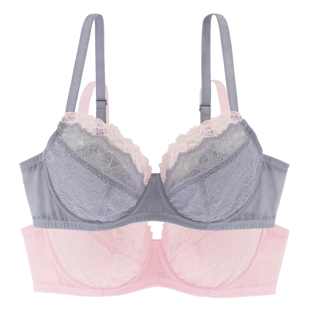 grey pink bra