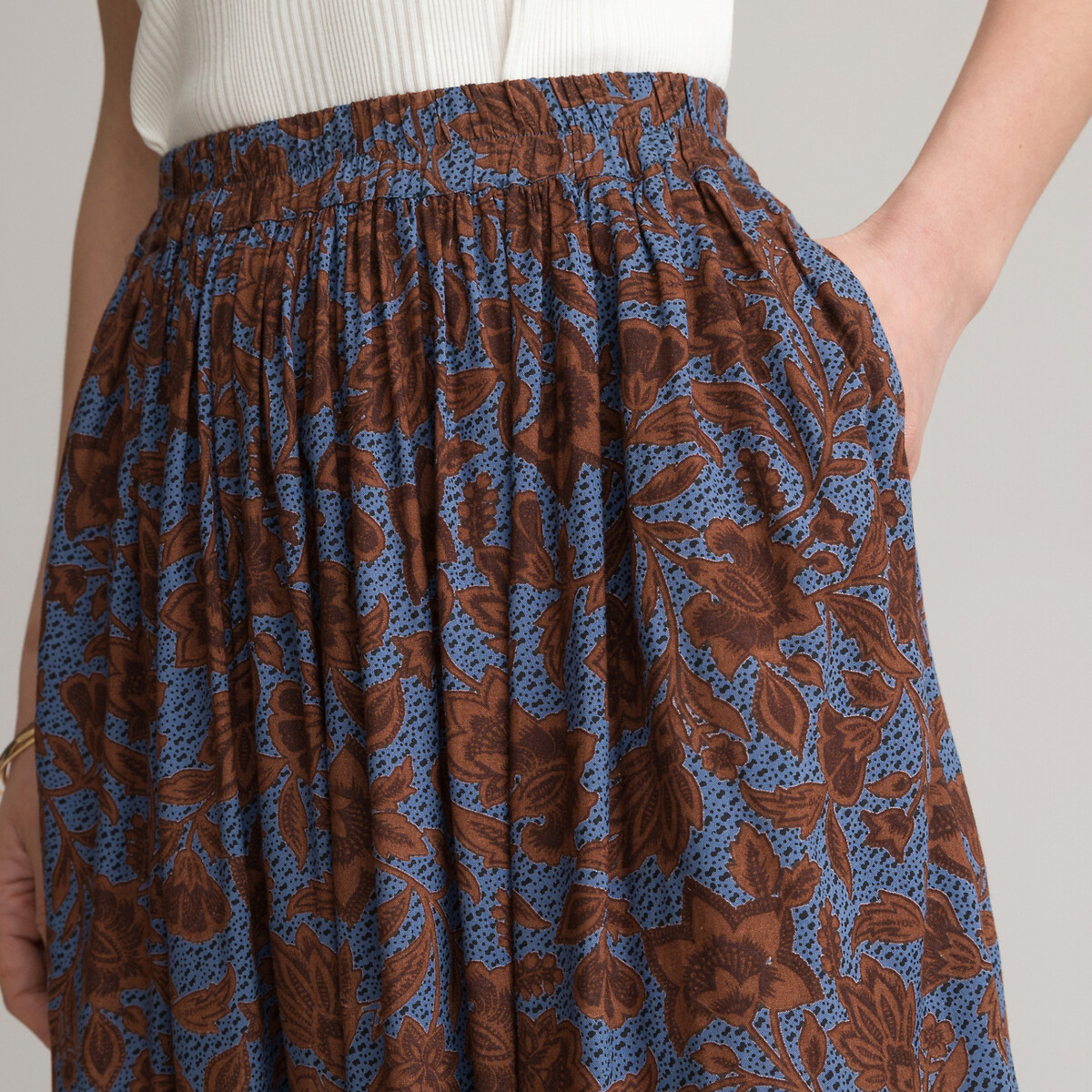 Printed pleated maxi skirt floral print 
