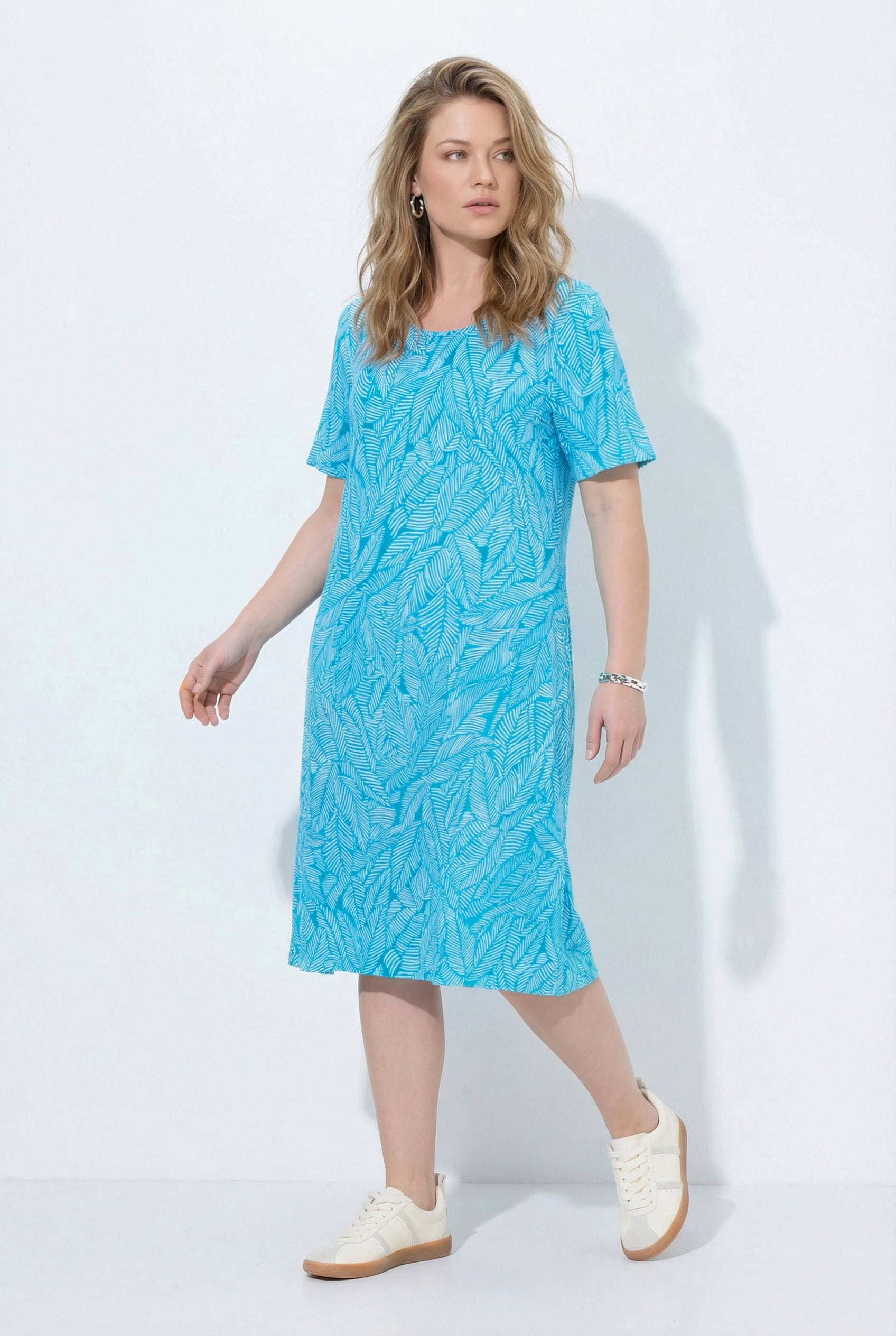 Robe en jersey motif feuilles, ULLA POPKEN