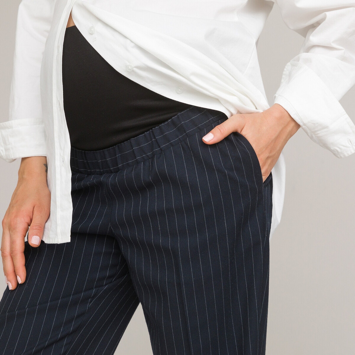 Pantalon chino grossesse entrejambe 78 cm et ceinture - marine