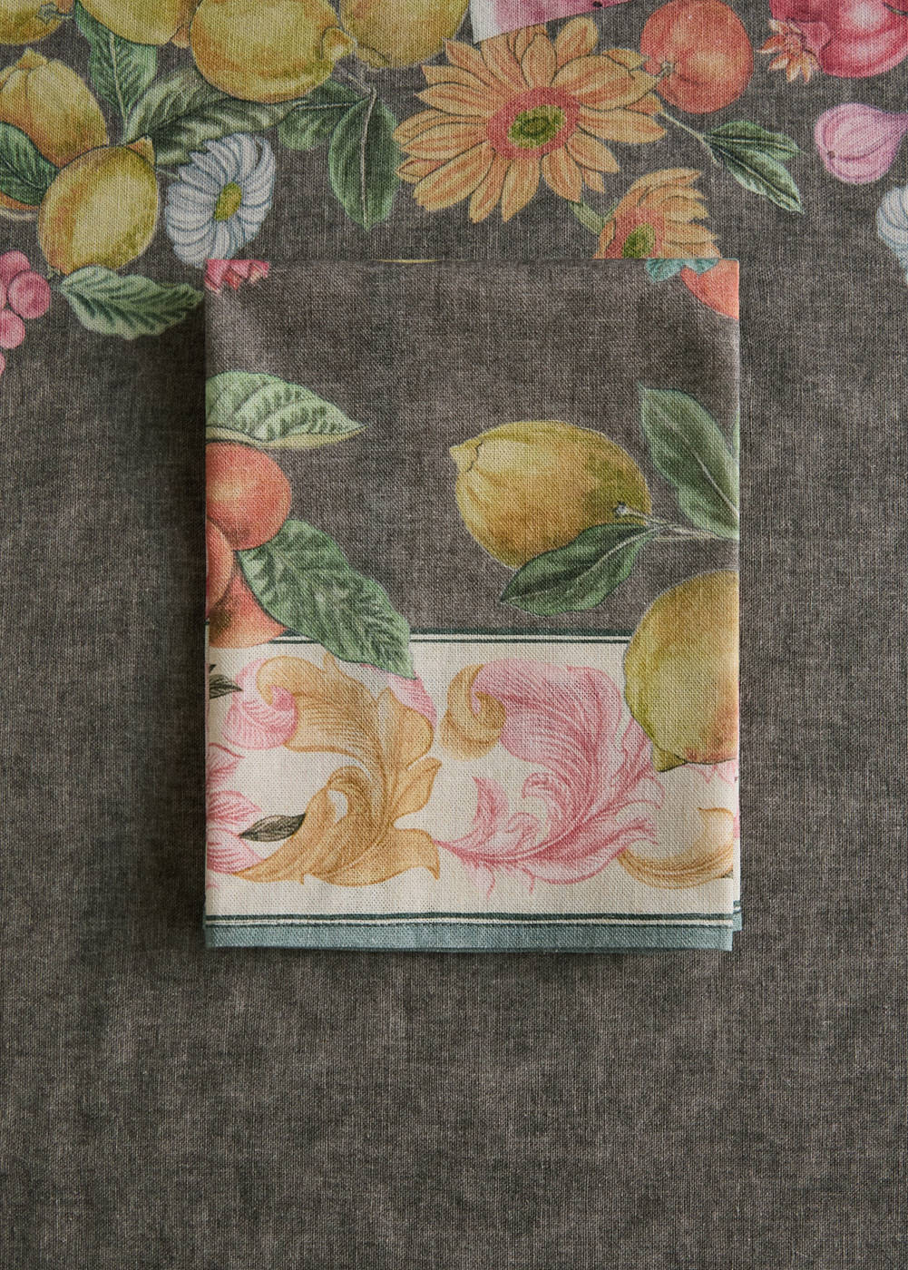 Serviettes de table en coton et lin à imprimé rayures et fleurs, MANGO HOME