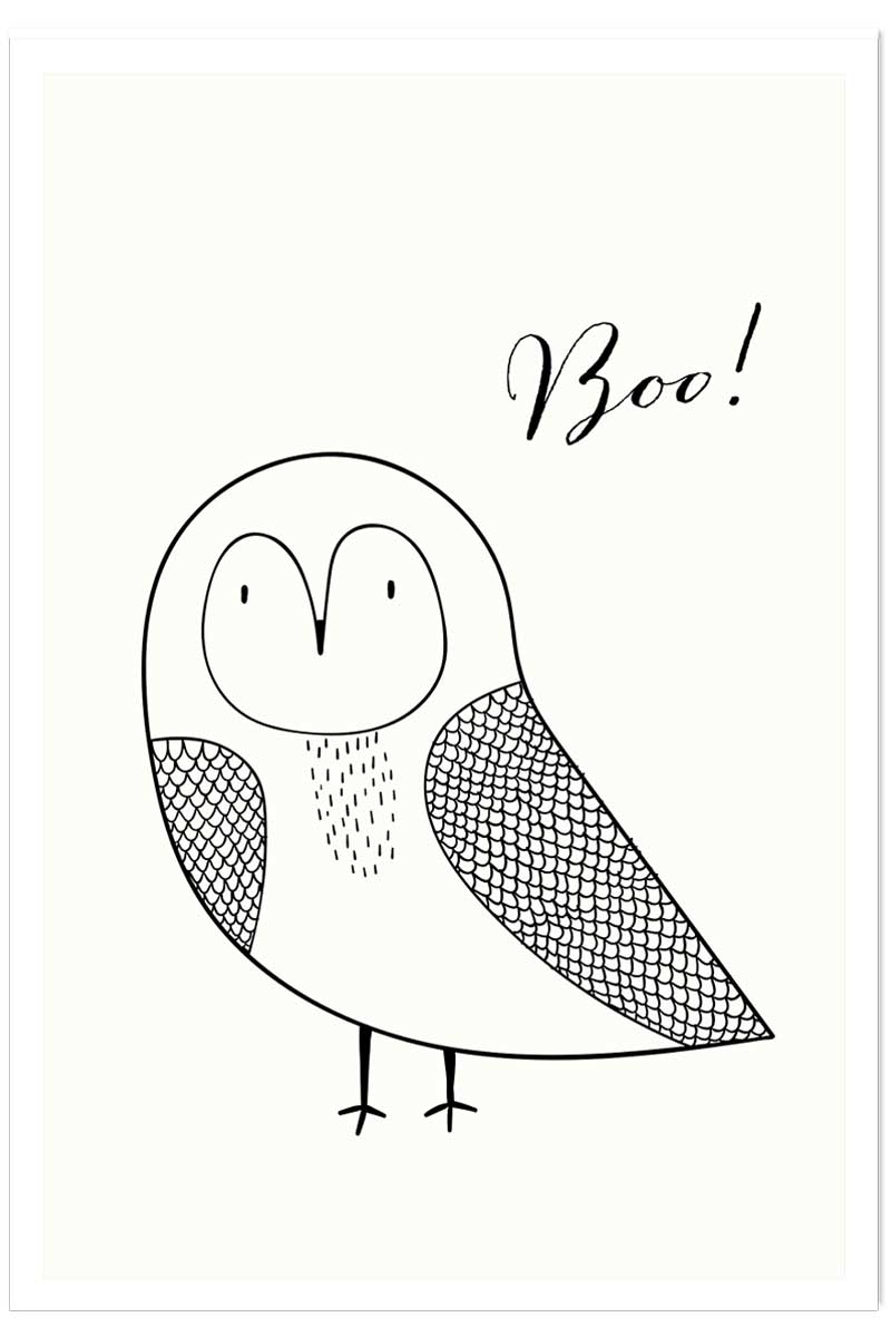 Affiche dessin ""hibou boo"", HEXOA