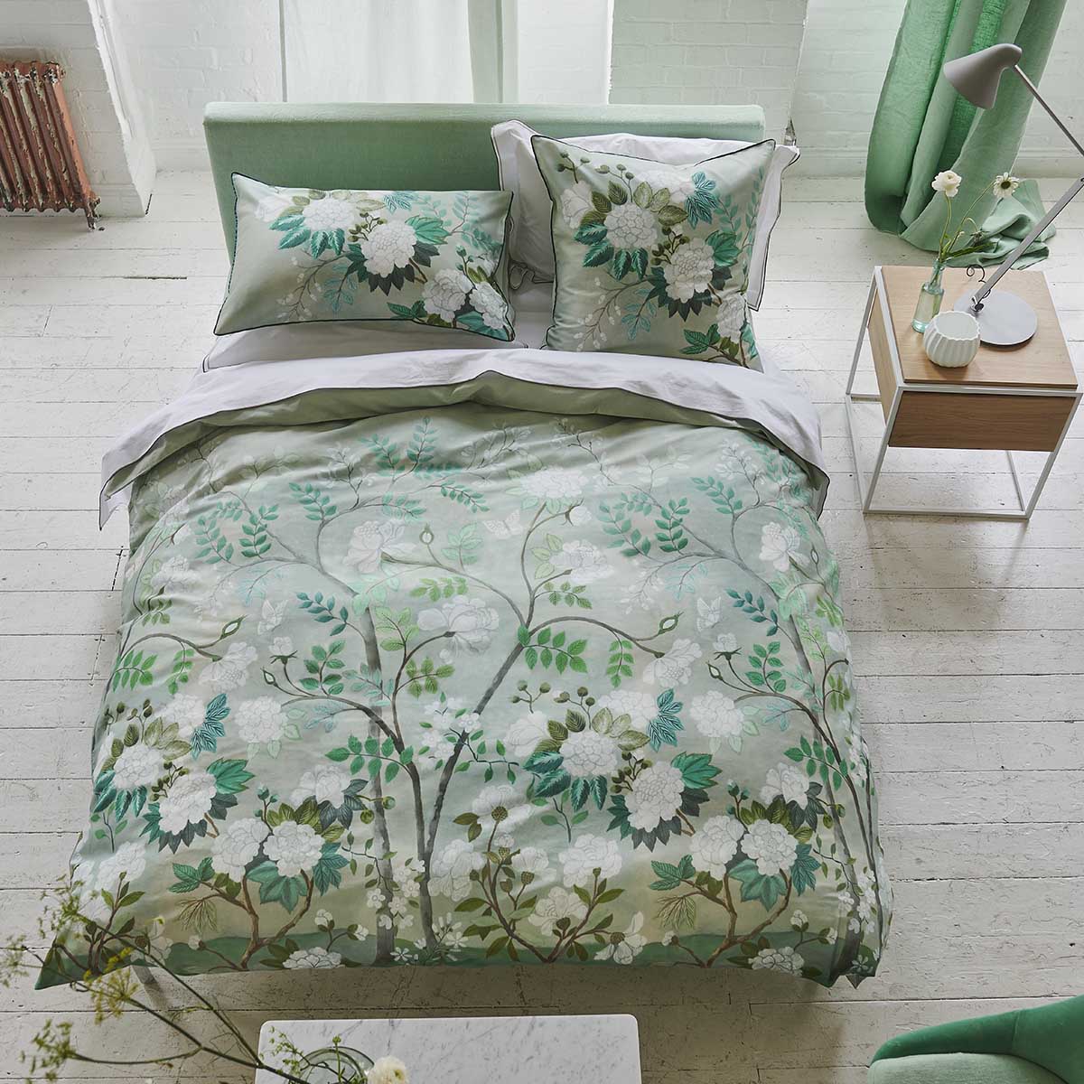 Housse de couette imprimée en satin de coton, FLEUR ORIENTALE, DESIGNERS GUILD
