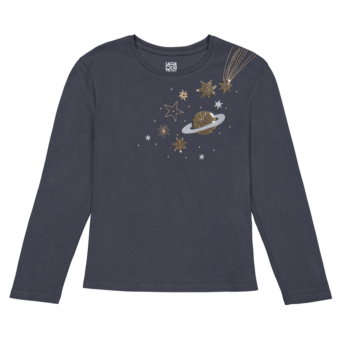 T Shirt Met Lange Mouwen Bedrukt Met Sterren En Planeten Grijs La Redoute Collections La Redoute