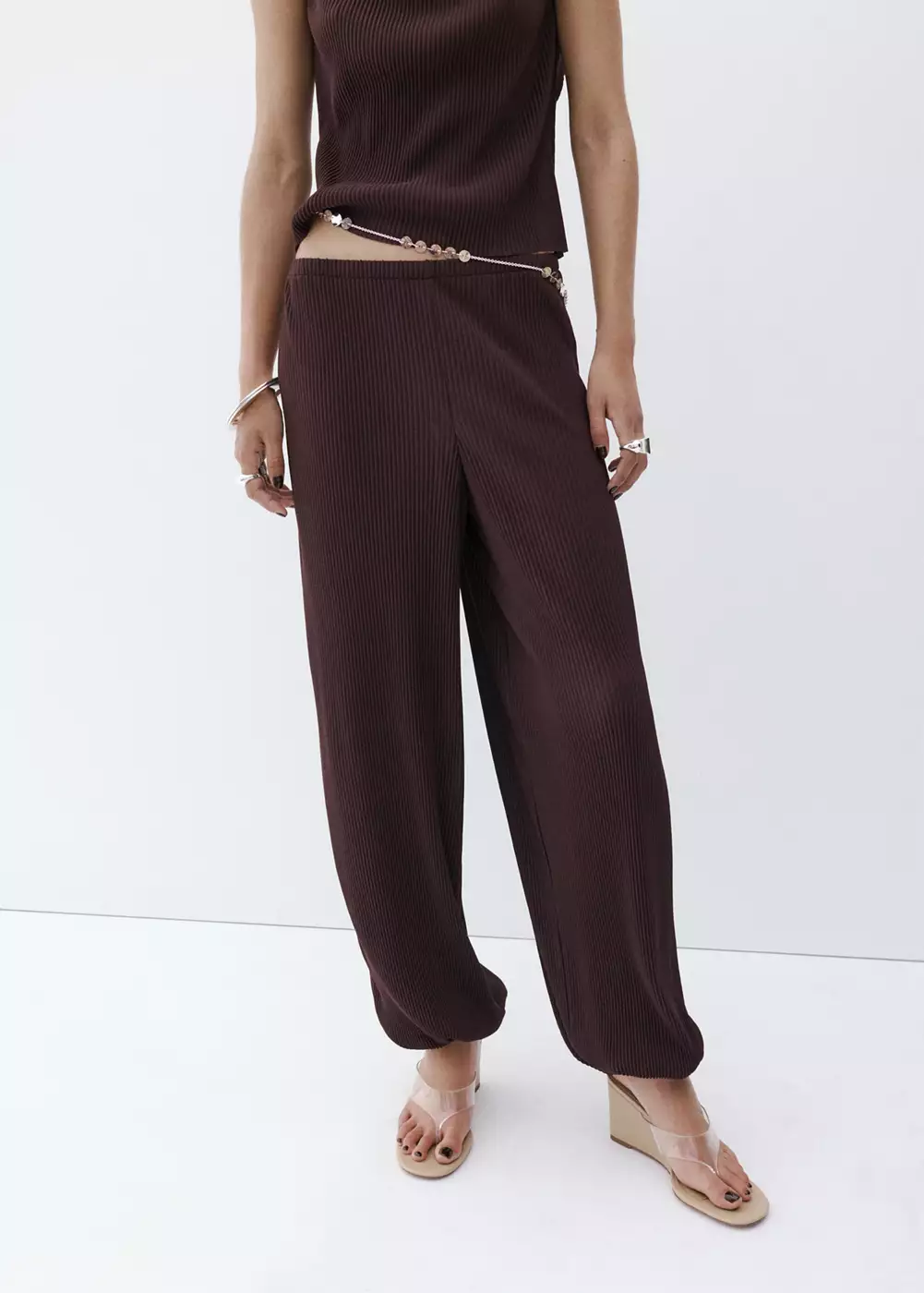 Pantalon bouffant texturé, MANGO