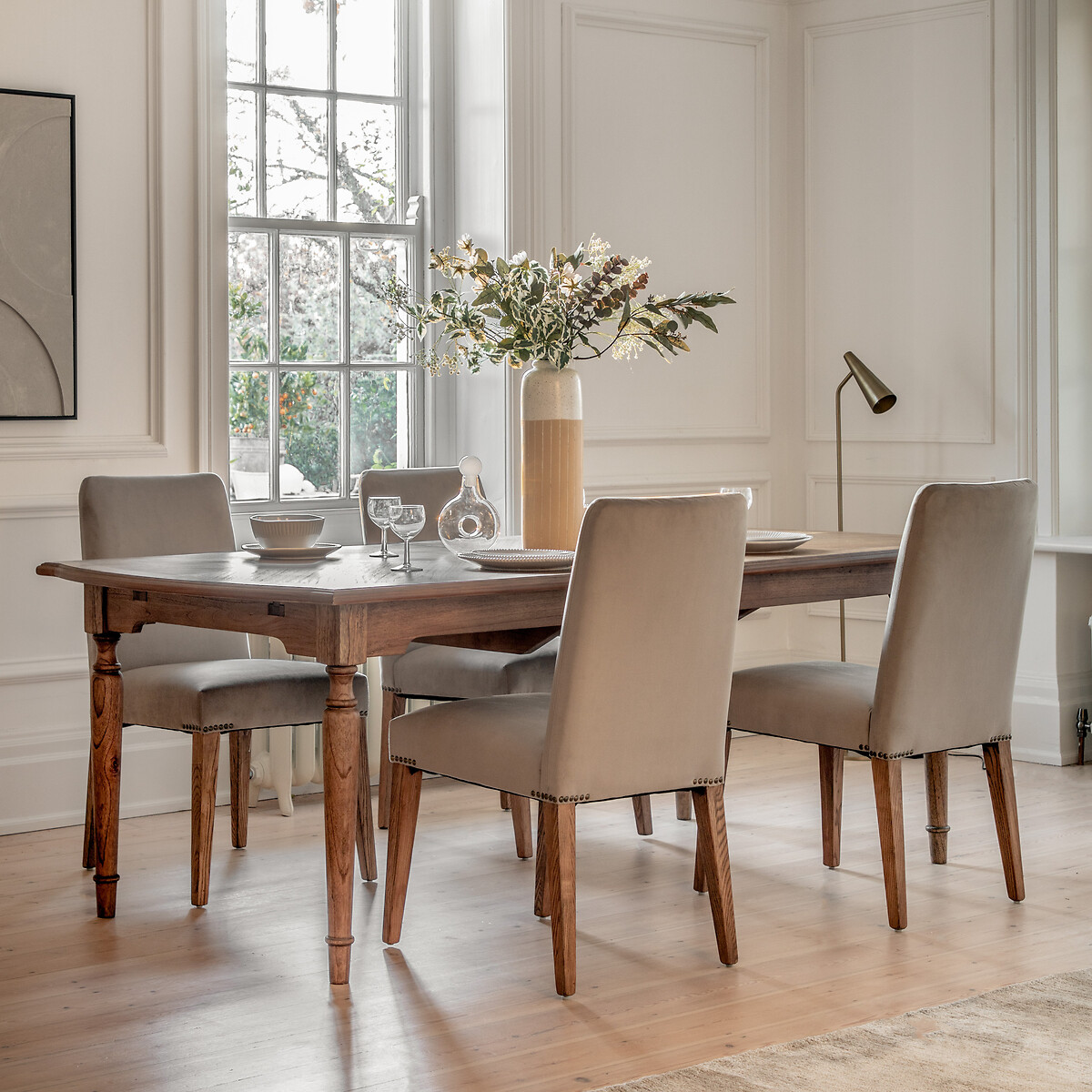Hayes Vintage Inlaid Wood Extending Dining Table (Seats 6-8), ÉDITÉ