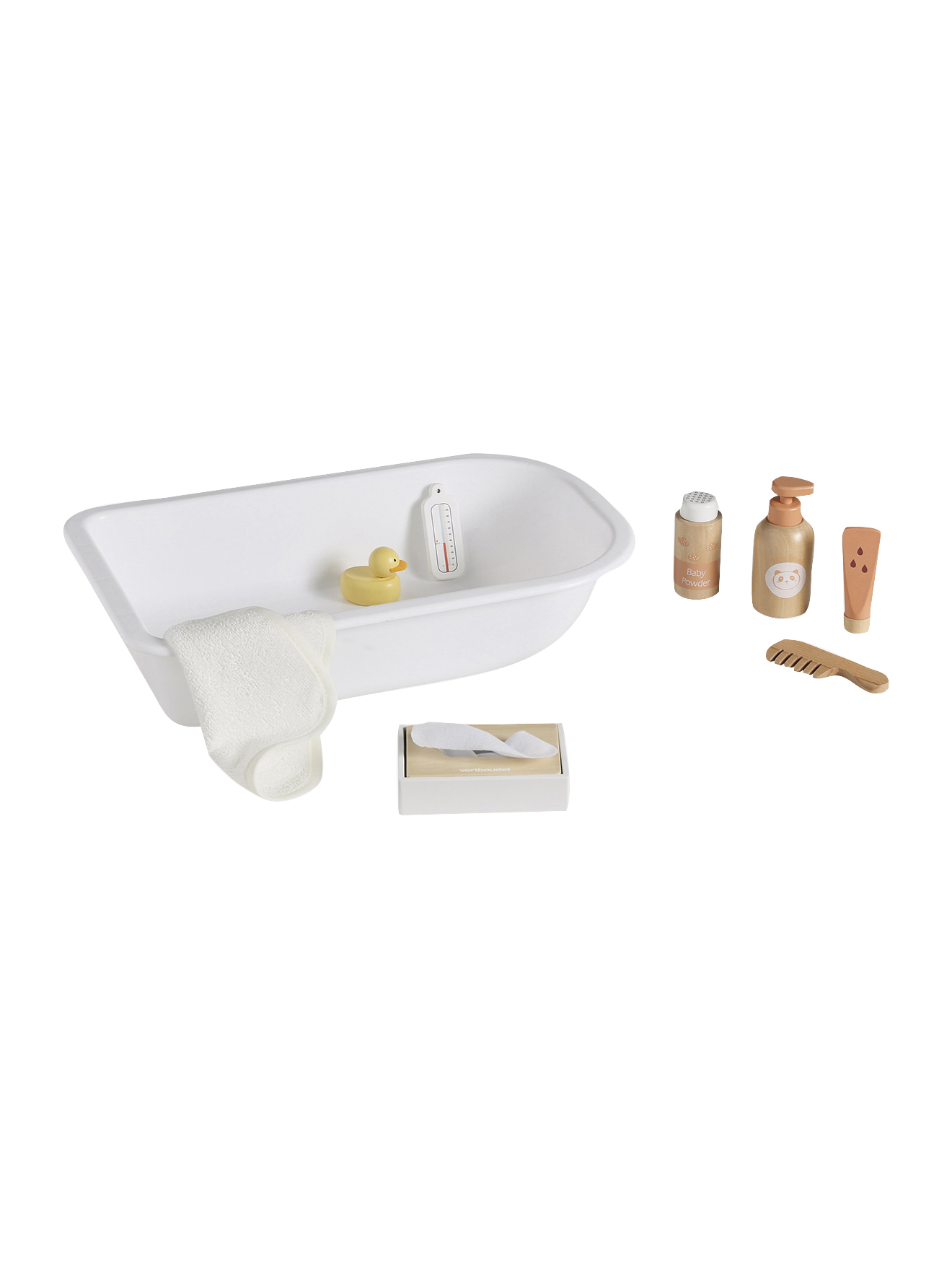 Set d'accessoires bain poupon en bois FSC®, VERTBAUDET