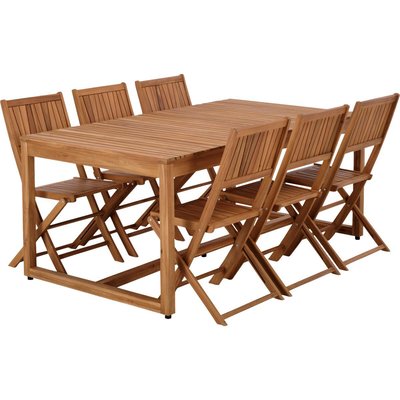 Ensemble table de jardin et 6 chaises en acacia huilé - bois clair bois, CARLOTI ALINEA