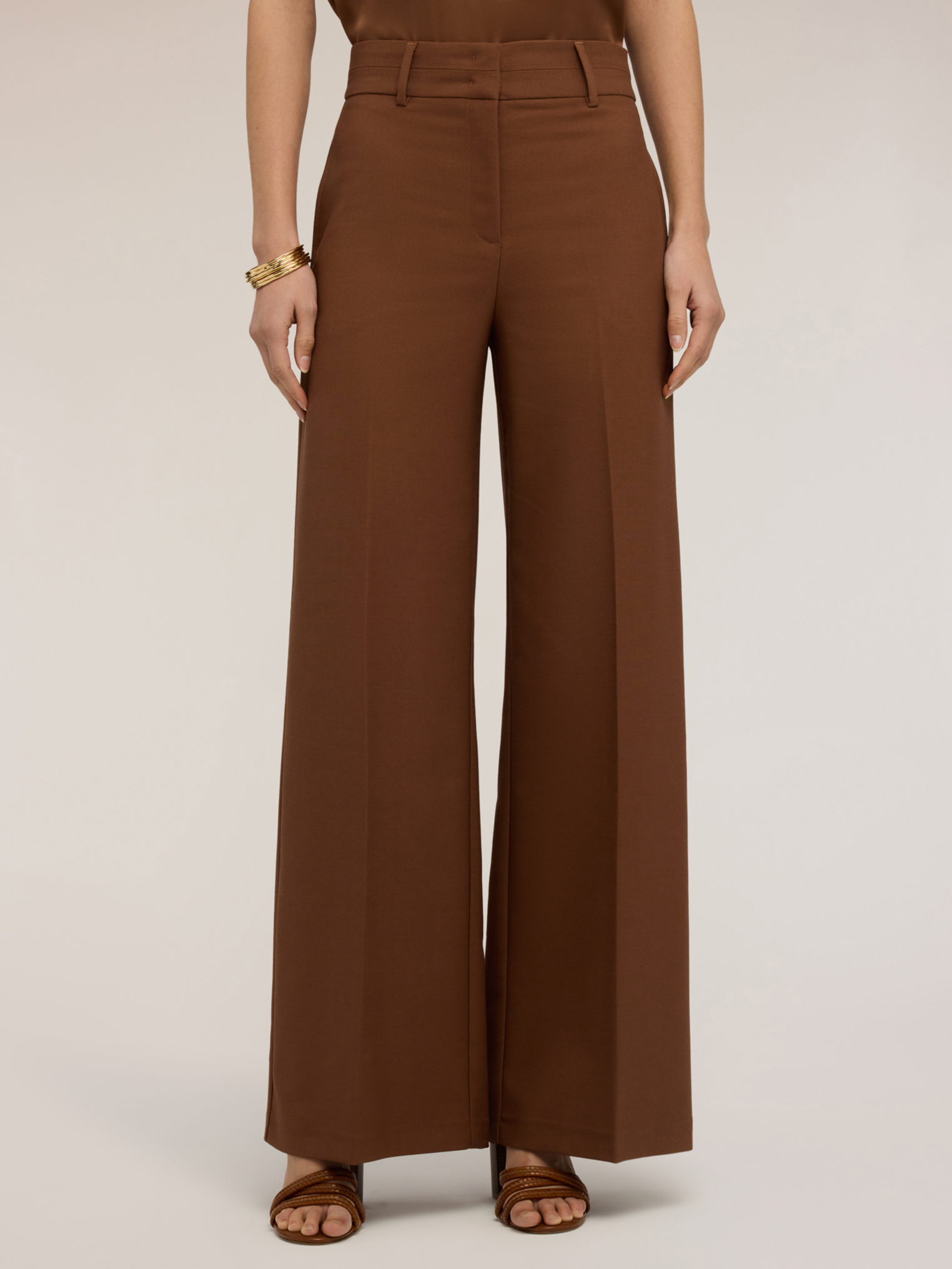 Pantalon palazzo en tissu armure, MOTIVI