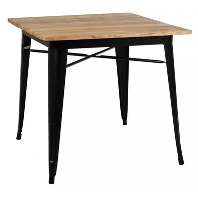 Table carrée industrielle en métal et bois d'orme huilé AUBRY GASPARD