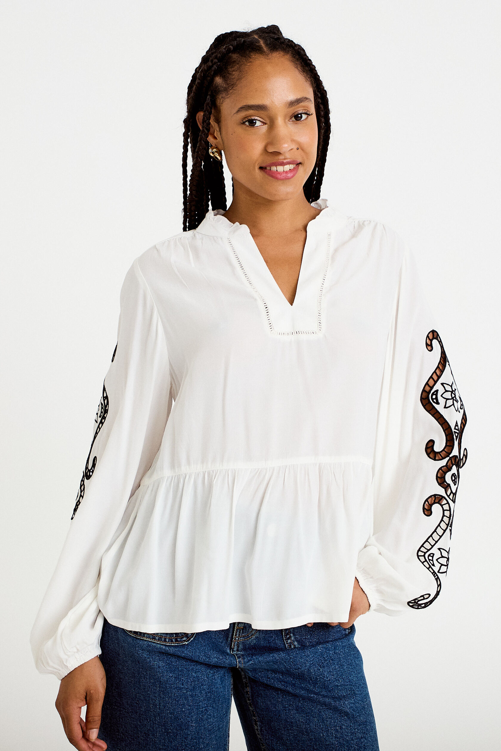 Blouse col v manches longues, CACHE CACHE