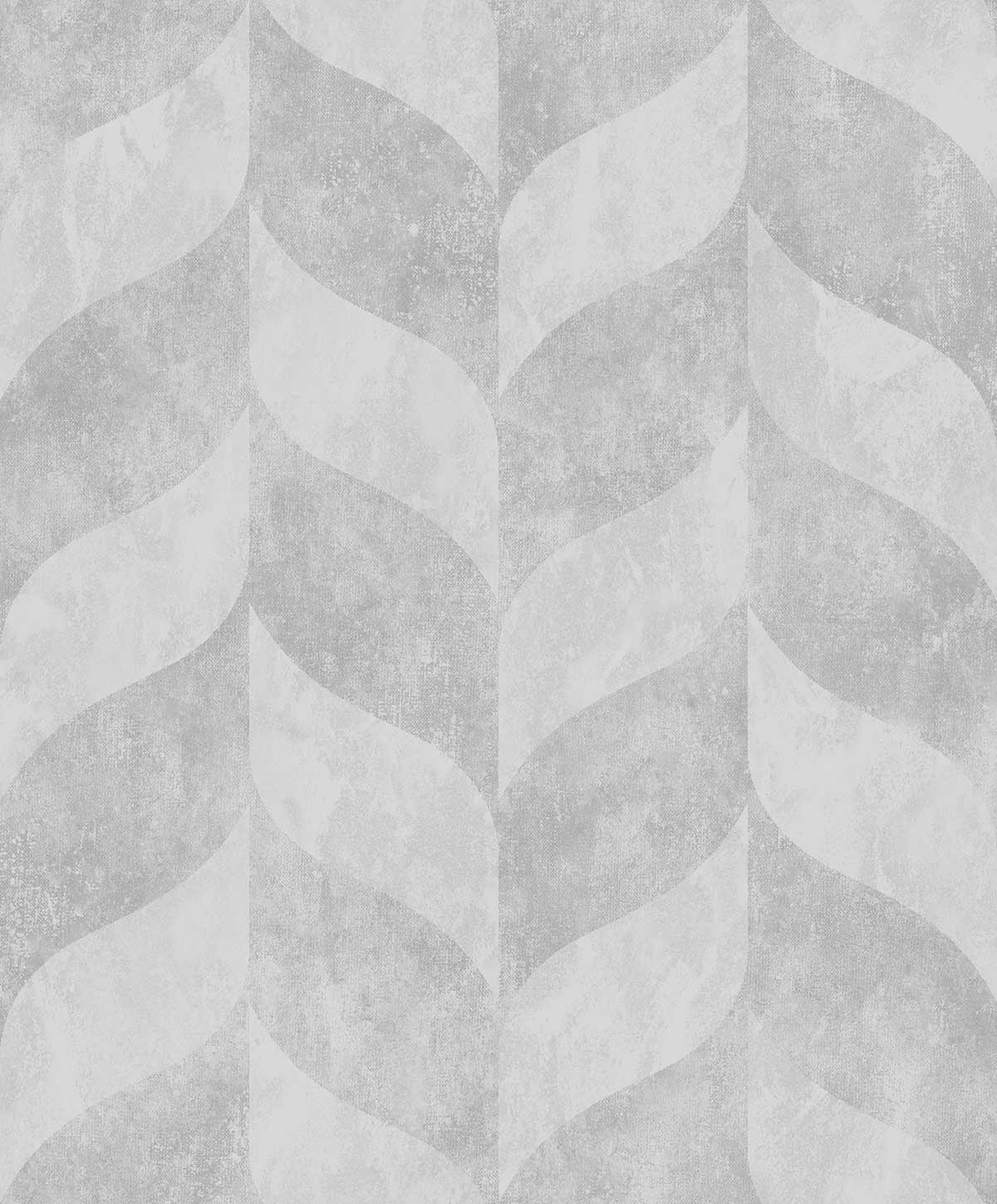 Papier peint géométrique feuilles gris argent, HEXOA