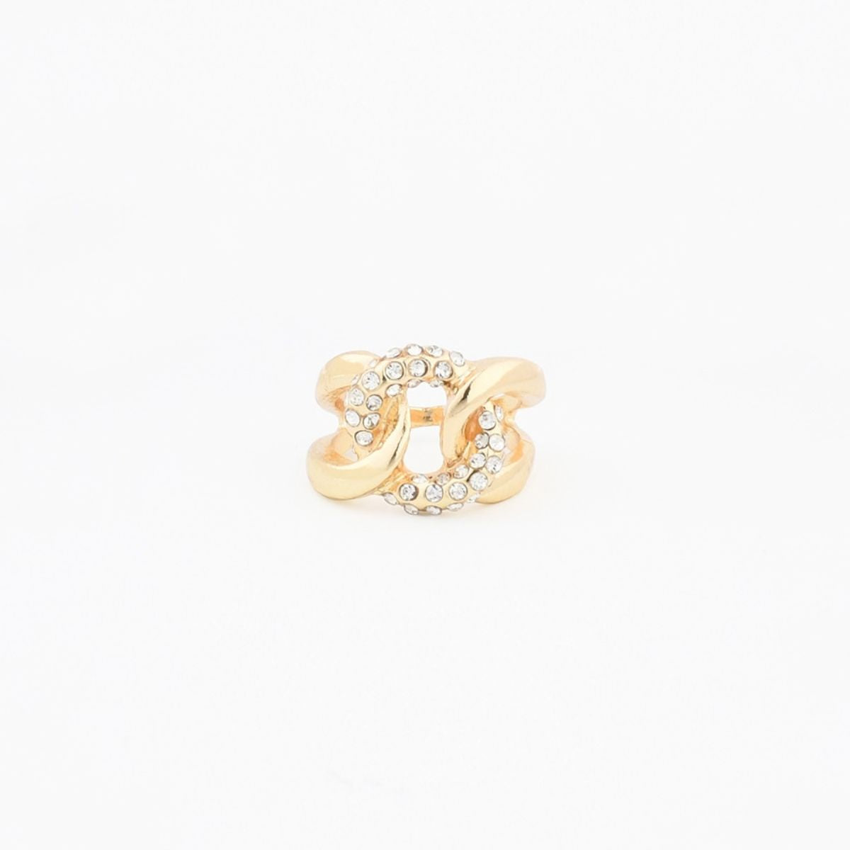 Bague à maillons dorés et strass, BALABOOSTE