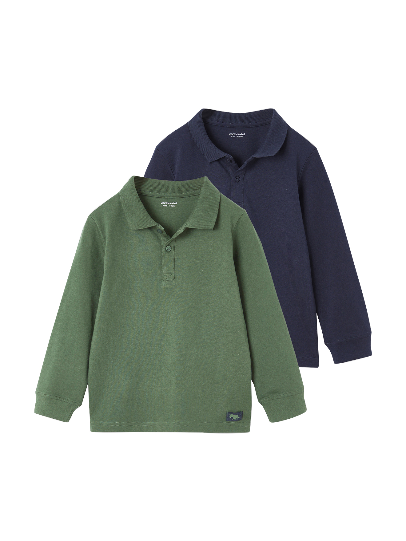 Lot de 2 polos manches longues, VERTBAUDET