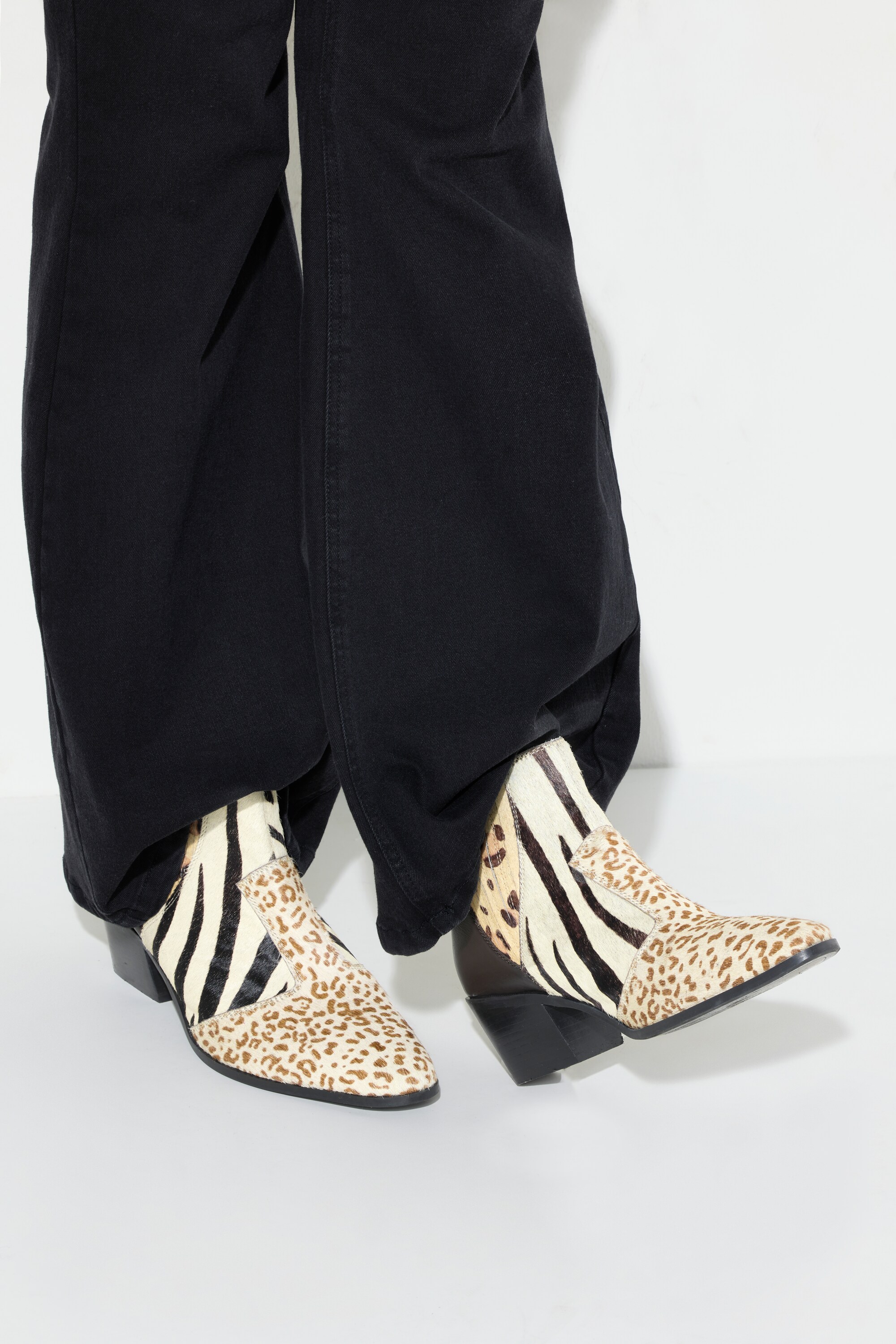 Bottines en cuir imprimés animaux, largeur H , pied large, ULLA POPKEN