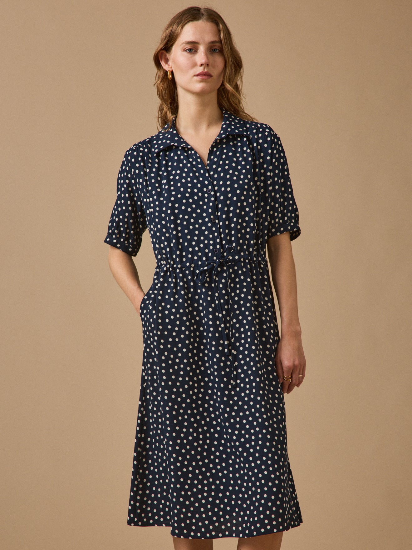 Robe sous genoux imprimé pois, CYRILLUS