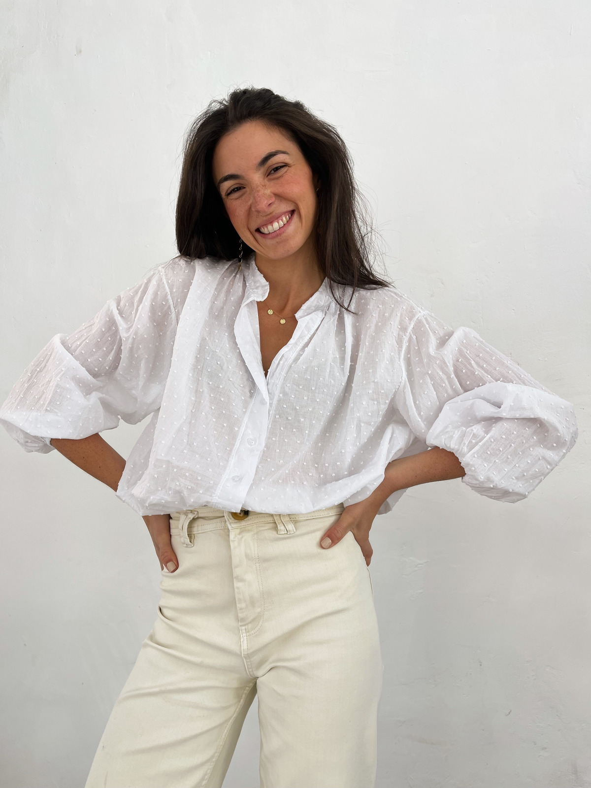 Blouse plumetis col Mao oversize JULIA, MINDTRAVELER
